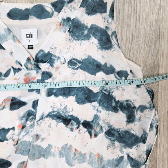 Cabi Womens White Teal Gelato Watercolor Tank Tunic Blouse Small - Picture 4 of 7